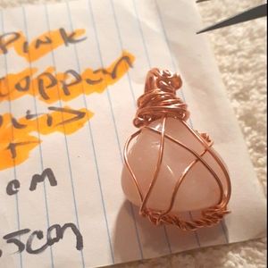 Wirewrapped Tumbled Pink Quartz Pendant
